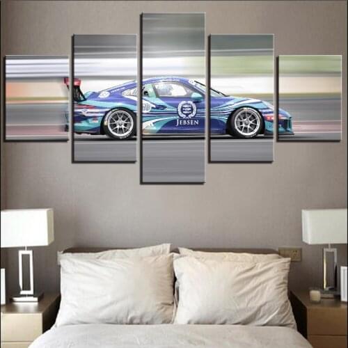 5 Pieces Sports Car Canvas Painting Motor Racing Wallpapers Cars Posters Automobile Pictures For Home Room Decor Artwork Modern