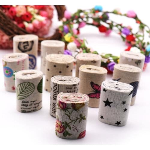6.5cmx2m) Multi Design "Handmade" Printed Cotton Lace Ribbon Sewing Fabric Wedding Decoration Gift Wrapping Christmas Ribbon