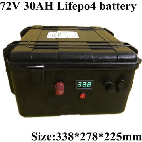 72v 30Ah lifepo4 Battery 76.8v LFP Waterproof Case 50A BMS FOR solar RV 3000w scooter electric bike motor lbs 87.6v 5A charger