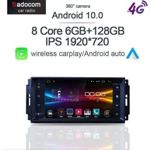 Carplay DSP 2 din Android 10.0 6GB RAM 128GB Car DVD Player GPS autoradio For Jeep Sebring Cherokee Compass Wrangler Commander