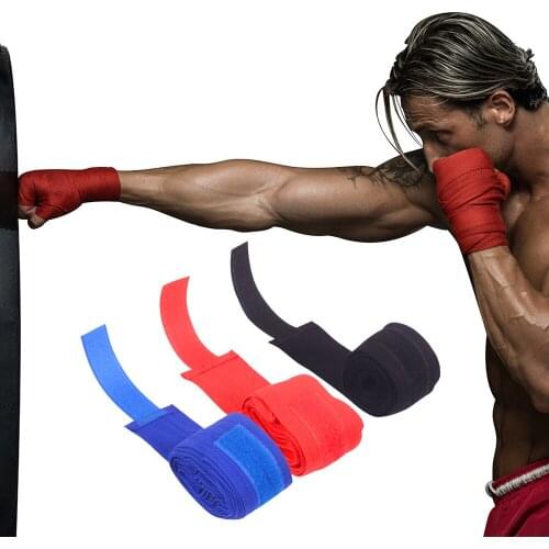 1Pair Boxing Bandage Wrist Wraps Cotton 2.5m Boxing Handwraps Combat Protect Sport Kickboxing Muay Thai Training Gloves