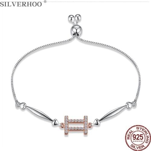 SILVERHOO 925 Sterling Silver Bracelet For Women Gemini Fashion Trends Adjustable Bracelets Party Fine Jewelry The New Listing