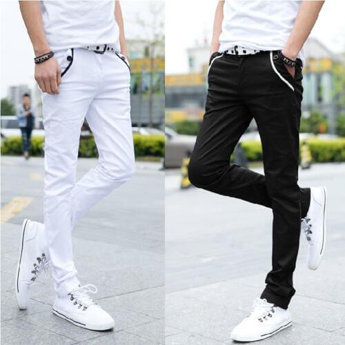 Men Casual Solid Color S-lim Fit Elastic Long Trousers Pockets Straight Pants Mens pants cargo pants men sweatpants