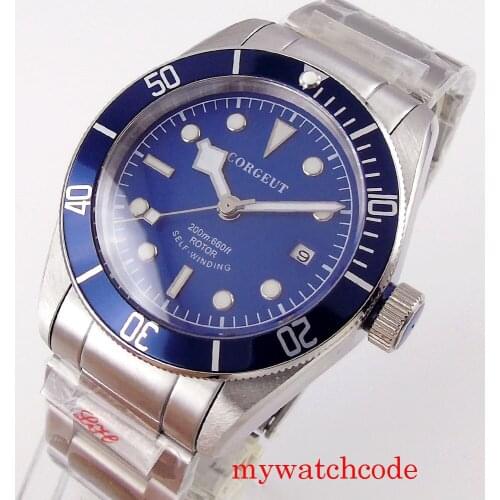 Corgeut 41mm Green Blue Dial Sapphire Crystal 24 Jewels DG NH35A MIYOTA 8215 Automatic Mens Watch Alloy Insert