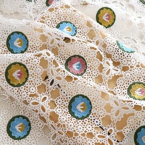 Colorful Water-soulble Emboidered Lace Fabric Dress Shirt Clothing Fabric DIY Clothes Sewing Accessories Width 125cm 1Yard