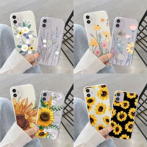 2pcs Floral Clear Cover For Samsung Galaxy A21S A10 A20 A20E A30 A31 A40 A50 A51 A70 A71 Note 9 10 Lite S20 FE S10 Plus TPU Case