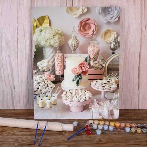 Flowers Pink Coloring By Numbers Painting Kit Oil Paints 50*70 Oil Painting Home Decoration For Adults Handicraft