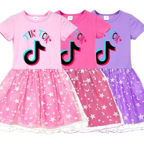 TIK TOK Kids Dresses For Girls Princess Summer Kids Children TIK TOK 3D Print Clothes Girls Kids Girls Children Party Dresses