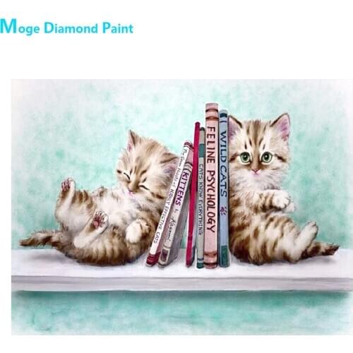 Two Kittens Diamond Painting Cat Round Full Drill Nouveaute DIY Mosaic Embroidery 5D Cross Stitch Cartoon Animal Pattern