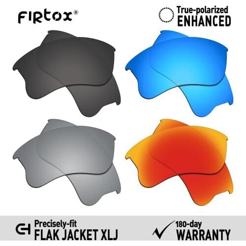 Firtox True UV400 Polarized Lenses Replacement for-Oakley Flak Jacket XLJ Sunglasses (Lens Only) - Black+Titanium+Red+Blue