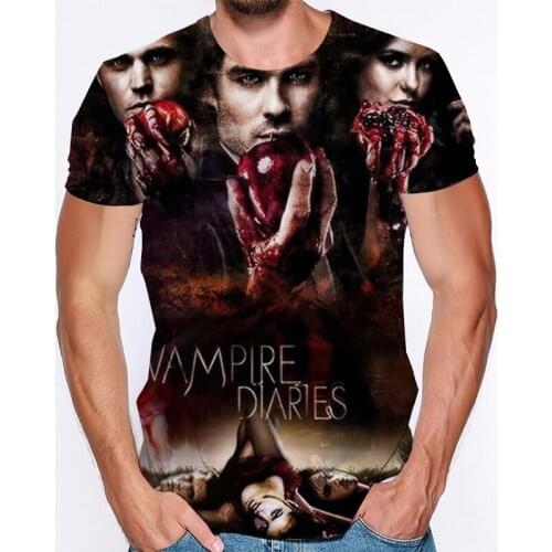 New Fashion The Vampire Diaries 3D Printing T-shirt Summer Short sleeve Men Casual t shirt Streetwear Women Harajuku Tee Tops