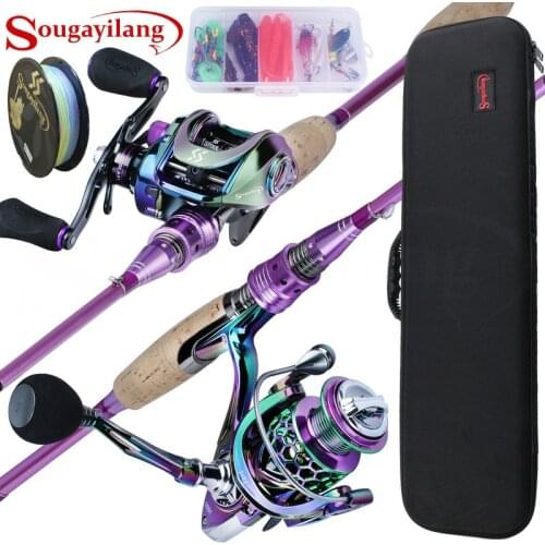Sougayilang 2.1m Casting / Spinning Fishing Rod and Fishing Reel Combo , With Fishing Line Fishing Lure Fishing Tackle Bag