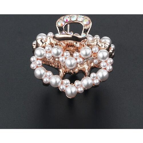 Korea Heart Artificial Pearls Hair Crab Clips for Girls Hair Styling Accessories Cute Hair Claws Clamp Womens Headwear HC232