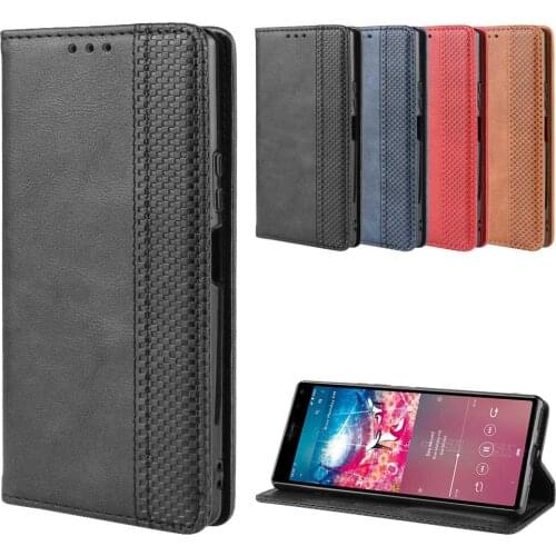 Leather phone case for Sony Xperia 8 back Cover Flip wallet with stand Coque
