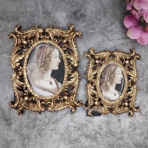 Creativity Photo Frame Relief Retro Golden Resin Photo Show Storage Modern Home Decoration Desktop Storage Picture Frames