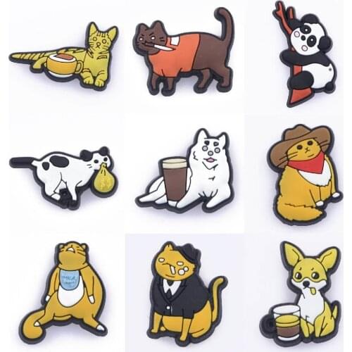 Hot Sale 1 Pcs PVC Croc Shoe Charms Colorful Butterflies Panda Cute Cat Decorations Cute Animals Bracelet Accessories Snake Frog