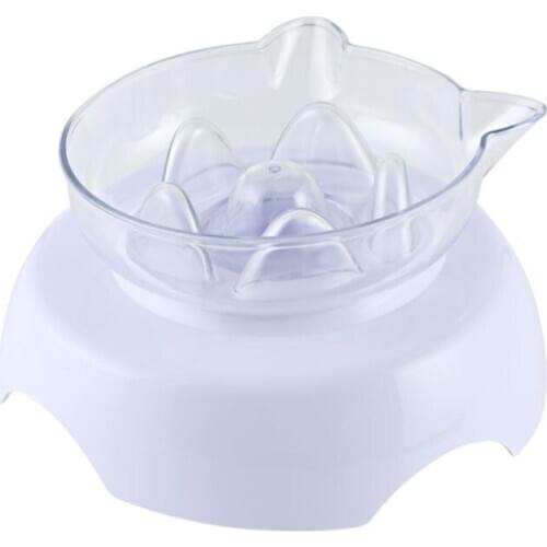 Pet Cat Food Water Bowl Dog Raised 15 Degree Tilt Neck Guard Stand Slow Feeder Cat Dog Bowls