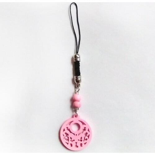Fashion Hollow Out Round Flower Key Chain Wood Beads Keyring Cute Colorful Pendant Bag Charming Car Key Holder Personality Gifts