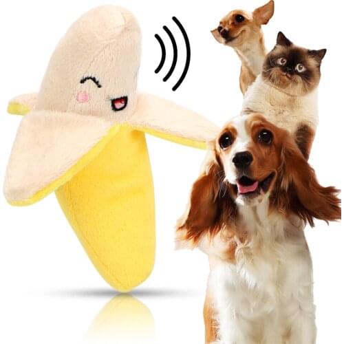 NEW Puppy Pet Play Chew Toys Cute Dog Toys Plush Squeaky Sound Toy Pet Products Creative Banana Shape Dogs Cats Pets Supplies