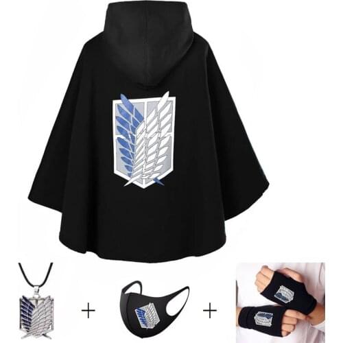 Attack On Titan Cloak Japanese Hoodie Gloves Shingek No Kyojin Scouting Legion Costume Anime cosplay Capes Black Green New