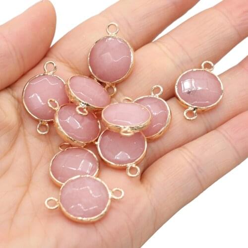 2pcs Natural Agates Stone Pendant Connectors Section Irregural Connectors Pendant for Making DIY Jewelry Necklace Gift 15x24mm