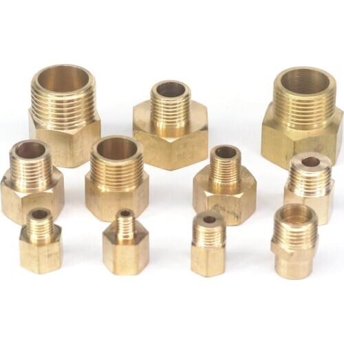 LOT2 1/8" 1/4" 3/8" 1/2" BSP Male to M8 M10 M12 M14 M16 M20 Female Brass Reducer Reducing Fitting Bush for Pressure gauge