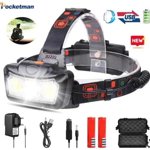80000 Lumen T6+COB LED Headlight Waterproof Headlamp Head Torch Rechargeable with 4 Modes Head Lamp Outdoor Lanterna Head Light