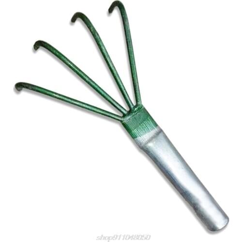 Agricultural Carbon Steel Four-toothed Tines Rake Small Handle Peanut Lawn Leaf Tweezers Garden Tools N11 20 Dropshipping