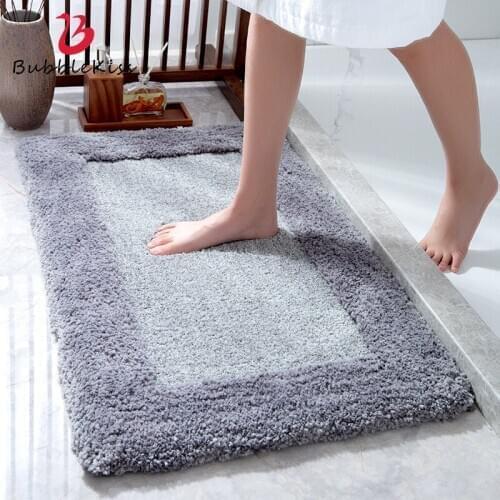 Bubble Kiss Gray Flocking Rug Bathroom Absorbent Floor Mat Home Decor Carpet Simple Style Living Room Carpets Non-Slip Area Rugs