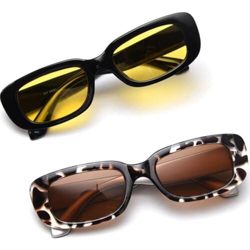 Black Small Rectangle Sunglasses Women 2021 Fashion Vintage Leopard Sun Glasses Female Lady Eyeglass UV400 Oculos De Sol