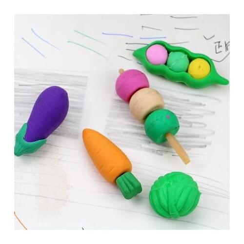 Party Favors New creative DIY rubber cute cartoon shape vegetable eraser student prize gift