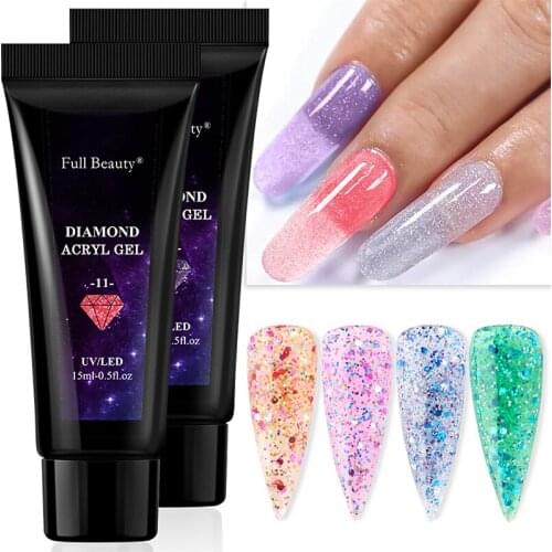 15ML Mix Glitter Sequins Gel Nail Polish For Finger Nails Extensions Transparent Crystal Coumuflage Nail Extend Jelly Gel Polish
