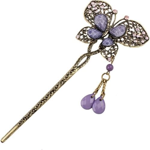 High quality retro fashion bride hair ornaments headdress butterfly drill hairpin