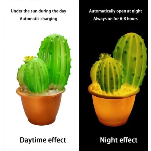 Solar Powered Outdoor Courtyard Light Cactus Shaped Garden Light Villa LED Luminous Lawn Landscape Plug In-ground Lights