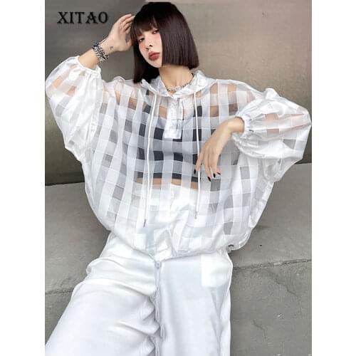 XITAO Perspective Hoodies Fashion New Women Full Sleeve Drawstring Small Fresh Casual Style Loose 2021 Summer Hoodies LDD2071