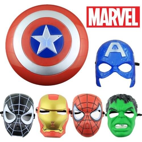 Disney Marvel Captain America Shield Spiderman Mask Action Cute Cartoon Figures Kids Toys Halloween Cosplay Prop Shipping Free