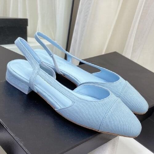 Women Summer Shoes Ladies Blue Flats Casual Female Sandals Chaussures Back Strap Sandales Fashion Squared Toe Sandalias