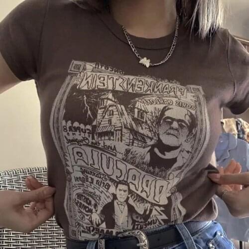 T Shirt Women Summer Vintage Fashion Aesthetic T-shirts Girls Cotton Y2k Hipster Costume Casual Funny Tops Tees Brandy Clothes