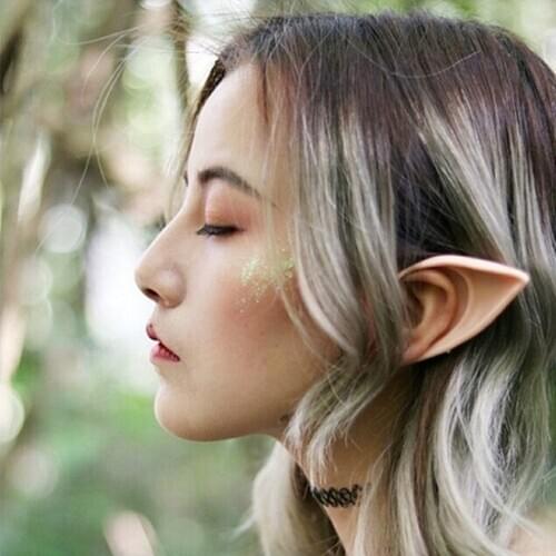 1 Pair Elves Cosplay Ears Men Women Halloween Holiday Party Angel Simulated Role Prop Soft Latex Fairy Pointed Ears Accessories
