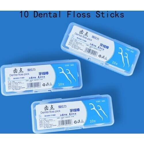 10Pcs/box Dental Floss Flosser Picks Teeth Toothpicks Stick Tooth Clean Oral Care 7.4cm Random Package