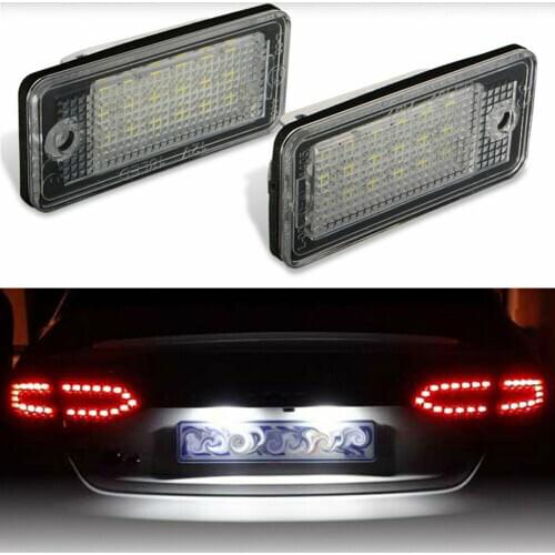 2PCS 18 LED Error Free License Plate Light Lamp For Audi A3 A4 A5 A6 A8 B6 B7 Q7 Car LED Number Plate Light 12V LED White Lamp
