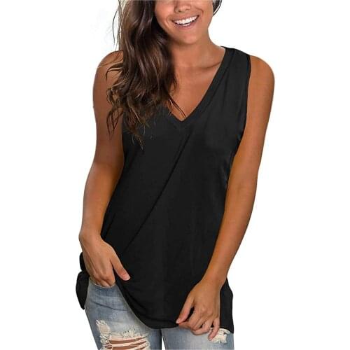 2xl Plus Size Tank Tops For Female 2021 Bew Clothes Black Tops Womens Summer Casual V-neck Solid Color Sleeveless Loose Shirt