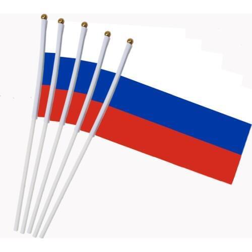 14x21cm 5pcs Small Russian flag with Plastic Flagpoles Activity parade Sports Home Decoration NC006