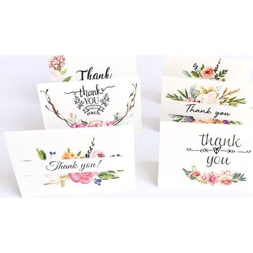 6pcs Flower Thank You Cards with Envelopes Valentine Happy Birthday Party Greeting Cards Wedding Invitations Letters