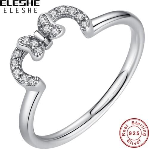 925 Sterling Silver Ring Minnie Rings Pave Crystal CZ Finger Ring for Women Wedding Jewelry Party Gift