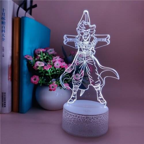 Anime ONE PIECE Dracule Mihawk Figure LED Night Light for Home Bedroom Decoration Sensor Colorful LED 3D Table Light Manga Lamp
