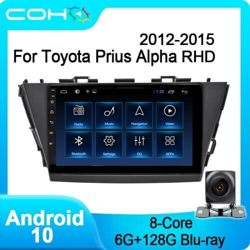 COHO For Toyota V Plus Prius Alpha RHD 2012-2015 Car Multimidia Gps Navigation Dvd Player Radio Android 10.0 Octa Core 6+128G