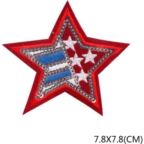 JOJO BOWS 4pcs Sparkly Sequin Patches Stars Stripes Accessories For Shoe Garment Sewing Festival Decoration DIY Craft Supplies