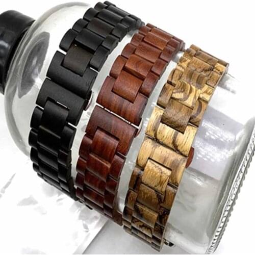Natural Wood Compatible Band iwatch Band Bracelet Metal Stainless Steel Buckle for Apple Watch Series 5 4 3 2 1