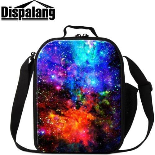 Dispalang Galaxy Lunch Bag for Boys Colorful Insulated Cooler Bag Small Lunch Box Bag for Children Crossbody Lunch Container Kid